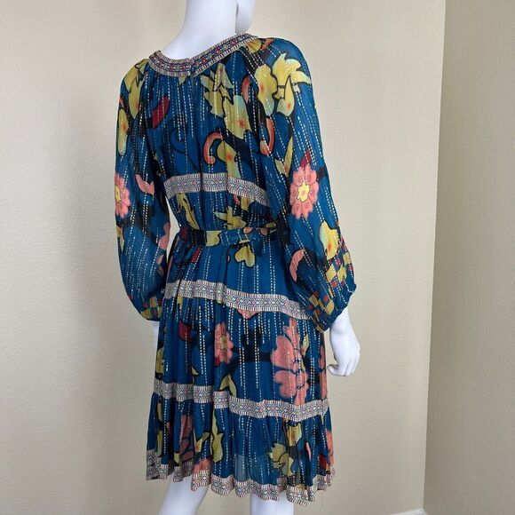 Verb Women's Size S Eulalia Shimmer Tiered Tunic Dress Embroidered Boho Festival - Picture 6 of 17